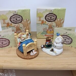 Hallmark Tender Touches Waiting For Santa 1992 & Beaver Sculpting Santa 1993